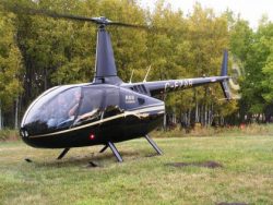 R66 helicopter in backyard