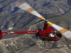R22 helicopter in flight